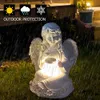 Garden Statues Angel Solar Light Outdoors Balcony Lights Decoration Waterproof for Garden Fence Lawn Landscape Lamp Stake 240113