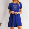 Vestidos casuais verão vestido feminino senhoras impressão confortável o pescoço roupas moda solta streetwear