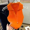 Ijs Zijde Shirt Dames Zomerkleding Gebreid Vest Stijl Mode Slanke Revers Mouwloze Truien Tank Top 240113