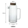 Water Bottles Glass Pitcher With Wood Lid And Handle Heat Resistant Kettle For Cold Beverage Iced Tea Drinks Nordic Home Drinkware