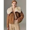 2024 Maillard Denim Branco Ganso Down Jacket Designer Casaco Senhoras Inverno Fox Fur Hungry Velvet Torta Curta Superar Jaqueta de Alta Qualidade Mulheres Down Jackets 805