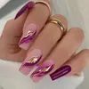 Fałszywe paznokcie złote folia dekoracje fioletowe prasowe paznokcie stylowy kolor żywicy dla kobiet i salonu dziewcząt