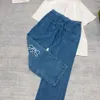 jeans femmes pantalons de créateurs femmes hommes lettre brodée pantalon en denim graphique lâche Jeans mode de luxe couleur unie Denim Pants