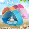 Baby Beach Tält Portable Shade Pool UV Protection Sun Shelter för spädbarn Toor Toys Child Swimming Pool Play House Tent Toys 240113