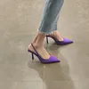 Sandales 2024 Mode Candy ColorsWomen Pompes Slingback Été Bout Pointu Confortable Talons Minces Fête Mariage Mariée Chaussures