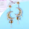 Studörhängen Siscathy Grekland Fashion Moon Drop For Women Long Star Tassel Crystal Female Party Accessories smyckespresent