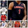 Özel Kyle Rode Gabriel McKay Liberty Flames Shiloh Robinson Basketbol Forması NCAA Dikişli Jersey Herhangi bir İsim Numarası Erkek Kadın Gençlik İşlemeli