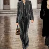Женские брюки из двух предметов, бархатный костюм, элегантные комплекты, однобортный комплект из трех предметов (пиджак, жилет и брюки), роскошная одежда 2024, шикарная женская одежда