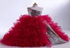 Um ombro glitz pageant vestidos squined babados organza vestido de baile até o chão espumante festa de casamento vestidos de meninas de flores1216498