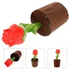 Decorative Flowers Flower Wood Carving Ornaments Figurines Wooden Rose Decor Statue Decoration Home