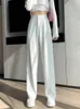 Повседневные свободные широкие брюки с высокой талией для женщин, весна-осень, женские белые костюмы длиной до пола, женские длинные брюки 240123