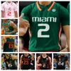 Personalizado Miami Hurricanes Basketball Jersey NCAA Stitched Jersey Qualquer Nome Número Homens Mulheres Juventude Bordado 7 Kyshawn George 15 Norchad Omier 2 Carson Mastin