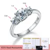 Gra brilhante real 1ct d cor diamante anéis de casamento para mulheres original 925 prata esterlina luxo qualidade jóias finas 240113