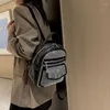 学校のバッグ高級デザイナーバックパック女性光沢のあるラインストーンマルチポケットレザーリュックラックパンクスタイルガールズブラックスモールショルダーバッグ
