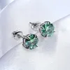 Smyoue Ciascuno 032CT 11 Colori Verde Orecchini a bottone per le donne Vite Diamante Orecchio Solido Argento Sterling 925 Gioielli 240113