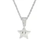 Pendant Necklaces Cute Crystal Stone Sparkling Star Necklace For Men Women Icd Out Gold Color Jewelry Gifts Rope Chain