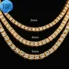 Hip Hop Iced Out 3 mm 4 mm 5 mm à une ligne simple Zircon Fashion Jewelry Collier Moisanite Tennis Chaîne pour hommes et femmes