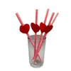 Gobelets jetables pailles en papier cœur, 5 pièces/lot, drapeaux de Cupcake pour fête de mariage, anniversaire, décoration de boisson, bricolage pour la saint-valentin 2024