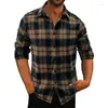 Camisas casuales para hombres 2024 Camisa holgada Otoño e invierno Cuadros de manga larga