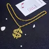 Hänge halsband 18k gyllene pläterade hiphop rock halsband mode rostfritt stål US dollar pengar skylt män kvinnsmycken gåva