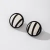Dangle Earrings European And American Women's Black White Striped Leather Squares Round Studs Ins Geometric