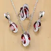 Collane Mystic Ovale Rosso Zircone Bianco Cristallo Sier Set di gioielli per le donne Accessori da sposa Orecchini/pendente/collana/anelli T078