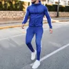 Tracksuit Men 2 Pieces Set Sweatshirt Sweatpants Sportswear Zipper Hoodies Casual Herrkläder Ropa Hombre Size S-3XL 240113