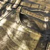 Jeans masculinos Spring Laser Gold escuro para homens e mulheres streetwear 2024 Calças elásticas casuais Trendy Dance Club Vaqueros Hombre