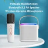 Machine de karaoké portable sans fil à double microphone Bluetooth PA Ser KTV Système DSP HIFI Son stéréo RVB Lumières LED colorées 240113