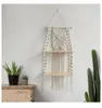 Tapestries 2 Tier Macrame Wall Hanging Tapestry مع رف خشبي منوف