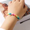 Charm Bracelets YASTYT Clay Heishi Boho Fashion Candy Color Stack Letter "A" Handmade Jewelry Gift For Women Teens