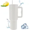 Gobelet en acier inoxydable avec paille et couvercle Tasse de voyage 40OZ / 1200ML avec poignée Tasse à café isolée sans BPA Tasse à gobelet portable 240113