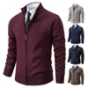 Jaqueta espessada masculina outono e inverno quente tendência linha gola de malha cardigan camisola casaco 240113