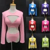 Stage Wear Bar DJ Jazz Dancer Team Sexy Performance Clothes Pink Long Sleeve Tops Bra Shorts 3-piece Nightclub Costume