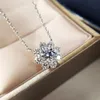 COSFIX Necklace For Women 1 CT D Color VVS1 Excellent Cut Round Diamond Sunflower Pendant 925 Silver Jewelry 240113