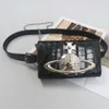 Vivianeism Westwoodism Bag Portable Chain Bag Niche Design Saturn Diagonal Cross Bag Crocodile PatternedPatent Leather Waist Bag