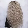 カリスマオンブルレース女性のための合成髪耐熱性繊維茶色の根長curly 240113
