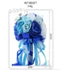 Blue Satin Wedding Hand Flowers Other Accessories Rose Bridal Bouquet Decoration Artificial Bridesmaid Holding Brooch Flower2450856