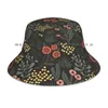 Berets Noite Jardim Balde Chapéu Sun Cap Flor Padrão Floral Vintage Retro Simples Botânico Escandinavo Dobrável Ao Ar Livre Pescador