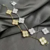 Van-Clef Arpes Bransoletka Designer Kobiety Najwyższa jakość Brzeczycielka cztery liść trawa pełna diament Lucky Flower v Gold plated 18-krotnie różowe złoto moda