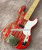 ZZ Top Dusty Hill Billygibons John Bolin Peeler Precision Red Red Electric Bass Guitar Chrome Holde Pickguard Vintageチューナーミラーコントロールプレート
