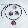 Necklaces Tbj,natural Rhodolite Garnet Gemstone Necklace/earring/ring Sterling Sier Jewelry Elegant Design for Women Valentine Gift