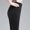 Pantalon femme pantalon été Stretch taille mère mince droit moyen vieille femme grande taille solide décontracté 5XL