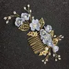 Kopfschmuck Braut Haarschmuck Kamm Künstliche Blume Und Blatt Kopfschmuck Mit Glatten Zähnen Für Kleid Kleid Frisur Machen Werkzeug