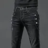 Vintage Fashion Mens Designer Jeans Snowflake Wash Korean Stretch Pants Male Classic Slim Denim Trousers 240113