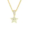 Pendant Necklaces Cute Crystal Stone Sparkling Star Necklace For Men Women Icd Out Gold Color Jewelry Gifts Rope Chain