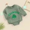 Strampler Baby Mädchen Jungen St. Patricks Day Kleidung Outfit Langarm Klee Stickerei Sweatshirt Strampler