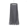 Skirts Knitted Dress Women's High Waist All-Matching Pleated Mid- Half-Length Plus Size Extra Long Wide Hem Lace Umbrella Skirt