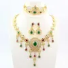 Necklaces Zircon Gem Crystal Wedding Dress Accessories Costume Women Party Gold Color African Beads Necklace Tassel Jewelry Sets