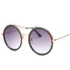 2021 New Round Color Block Sunglasses for Men and Women, Trendy Little Bee Sunglasses, Large Frame Flat Lenses 9108